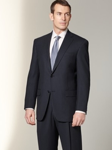 Hart Schaffner Marx Navy Stripe Smart Suit 14338953654S - Suits | Sam's Tailoring Fine Men's Clothing