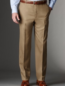 Hickey Freeman Tailored Clothing Modern Mahogany Collection Tan Flat Front Trousers A7511604007 - Trousers or Pants | Sam's Tailoring Fine Men's Clothing