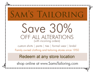 Sam's Tailoring Store Location Coupon