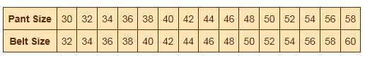 Belt Sizing Chart