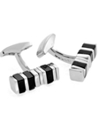 Tateossian London Black Agate & Silver Rotating Square Cufflinks CL0484-Black Agate - Cufflinks | Sam's Tailoring Fine Men's Clothing