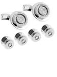 Tateossian London Round Concentric Silver Cufflink & Shirt Stud Set SS0865 - Cufflinks | Sam's Tailoring Fine Men's Clothing