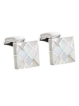 Tateossian London White Mop Silver Quadro Harlequin CL2088 - Cufflinks | Sam's Tailoring Fine Men's Clothing