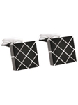 Tateossian London Black Agate Silver Quadro Harlequin CL2089 - Cufflinks | Sam's Tailoring Fine Men's Clothing