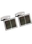 Tateossian London Black Mother of Pearl Rect Silver Sartorial Diamond CL1289 - Cufflinks | Sam's Tailoring Fine Men's Clothing