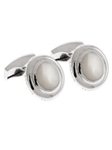 Tateossian London Mother of Pearl Silver Bond Street Round CL1004 - Cufflinks | Sam's Tailoring Fine Men's Clothing