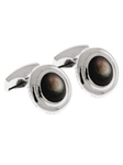 Tateossian London Black Mother of Pearl Silver Bond Street Round CL1006 - Cufflinks | Sam's Tailoring Fine Men's Clothing