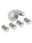 Tateossian London Mother of Pearl Silver Bond Street Round SC0020 - Cufflinks | Sam's Tailoring Fine Men's Clothing