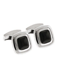 Tateossian London Black Agate Silver Bond Street Square CL1007 - Cufflinks | Sam's Tailoring Fine Men's Clothing