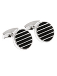 Tateossian London Black Agate Silver Tower Bridge Round CL0998 - Cufflinks | Sam's Tailoring Fine Men's Clothing