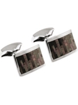 Tateossian London Black Mother of Pearl Silver Royal Exchange Mop Rect CL0984 - Cufflinks | Sam's Tailoring Fine Men's Clothing