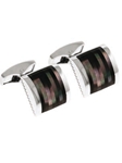 Tateossian London Black Mother of Pearl Silver Slice D-Shape CL1057 - Cufflinks | Sam's Tailoring Fine Men's Clothing