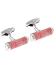 Tateossian London Rose Quartz Silver Slices Cyclinder CL0991 - Cufflinks | Sam's Tailoring Fine Men's Clothing