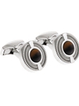 Tateossian London Tiger Eye Silver Snake Round CL0494 - Cufflinks | Sam's Tailoring Fine Men's Clothing