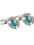 Tateossian London Blue Silver CZ Snake Round CL0995 - Cufflinks | Sam's Tailoring Fine Men's Clothing