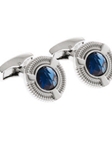 Tateossian London Dark Blue Silver CZ Snake Round CL0997 - Cufflinks | Sam's Tailoring Fine Men's Clothing