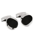 Tateossian London Onyx Silver Dune Round CL1409 - Cufflinks | Sam's Tailoring Fine Men's Clothing