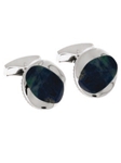 Tateossian London Sodalite Silver Dune Round CL1411 - Cufflinks | Sam's Tailoring Fine Men's Clothing