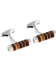 Tateossian London Tiger Eye Silver Stripe Hexagon Cyclinder CL1038 - Cufflinks | Sam's Tailoring Fine Men's Clothing