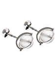 Tateossian London Crystal Silver Skeleton Globe CL0662 - Cufflinks | Sam's Tailoring Fine Men's Clothing