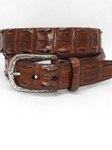 Saddle Hornback Crocodile with Nickel Buckle 50907 - Torino Leather Exotic Belts | Sam's Tailoring Fine Men's Clothing