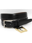 Torino Leather Black Kipskin Belt with Double Buckle Option 55200 - Dressy Elegance Belts | Sam's Tailoring Fine Men's Clothing