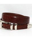 Torino Leather Alligator Embossed Calfskin Belt With 4pc Buckle Set - Cognac 4561 - Dress Casual Belts | Sam's Tailoring Fine Men's Clothing