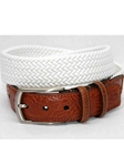 Torino Leather Italian Woven Cotton Elastic Belt - White 69504 - Resort Casual Belts | Sam's Tailoring Fine Men's Clothing