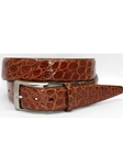 Torino Leather X-Long Glazed South American Caiman Belt - Cognac 50767X - Big and Tall Belt Collection | Sam's Tailoring Fine Men's Clothing