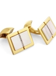 Tateossian London 18 Karat Sartorial Diamond Rectangle - Mop CL0219 - 18k Carat Gold Cufflinks | Sam's Tailoring Fine Men's Clothing