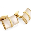 Tateossian London 18 Karat Cord D Shape - White Mop CL1845 - 18k Carat Gold Cufflinks | Sam's Tailoring Fine Men's Clothing