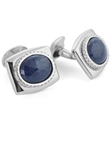 Tateossian London 18 Karat Precious Cufflinks - Blue Sapphire, White Diamonds & White Gold CL1232 - 18k Carat Gold Cufflinks | Sam's Tailoring Fine Men's Clothing