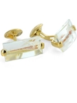 Tateossian London 18 Karat Precious Cufflinks - Quartz with Orange inclusions & Yellow Gold CUF0091 - 18k Carat Gold Cufflinks | Sam's Tailoring Fine Men's Clothing