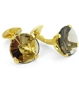 Tateossian London 18 Karat Precious Cufflinks - Smokey Quartz Chalice Cut & Yellow Gold CUF0581 - 18k Carat Gold Cufflinks | Sam's Tailoring Fine Men's Clothing