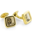 Tateossian London 18 Karat Precious Cufflinks - Gold Rutilated Quartz & Yellow Gold CUF1563 - 18k Carat Gold Cufflinks | Sam's Tailoring Fine Men's Clothing