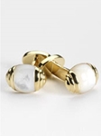 Classic Split Oval Mother of Pearl Gold Cufflinks LC1161 - Robert Talbott Cufflinks | Sam's Tailoring Fine Men's Clothing