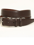 Torino Leather Pebble Grained Calfskin Belt - Brown 54201 - Dressy Elegance Belts | Sam's Tailoring Fine Men's Clothing