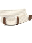 Torino Leather Italian Mini Woven Cotton Stretch - Cream 65510 - Resort Casual Belts | Sam's Tailoring Fine Men's Clothing