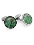 Tateossian London RT Rock And Rough - Rhodium Emerald CL2361 - Cufflinks | Sam's Tailoring Fine Men's Clothing