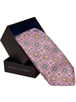 Robert Talbott Light Pink/Sky Blue/Gold/Circle Floral Print Best of Class Tie Floral Print Best of Class Tie 20130525-D3Q_8400 - Spring 2013 | Sam's Tailoring Fine Men's Clothing