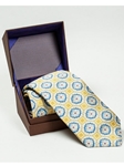 Robert Talbott Yellow with Sky Blue Floral Design Estate Tie 43769-03 - Spring 2015 Collection Estate Ties | Sam's Tailoring Fine Men's Clothing