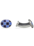 French Blue Oval Grid Enamel Cufflink LC1278-02 - Robert Talbott Cufflinks | Sam's Tailoring Fine Men's Clothing