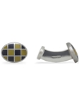 Gold Oval Grid Enamel Cufflink LC1278-03 - Robert Talbott Cufflinks | Sam's Tailoring Fine Men's Clothing