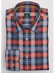 Robert Talbott Chili with Windowpane Plaid Check Wide Spread Collar Cotton Classic Fit Anderson Sport Shirt LUM4400C-03 - Sport Shirts | Sam's Tailoring Fine Men's Clothing