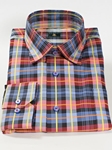 Robert Talbott Apple Red Blue Gray Plaid Check Medium Spread Collar Sport Shirt SAMSTAILORING-23 - Spring 2015 Collection Sport Shirts | Sam's Tailoring Fine Men's Clothing