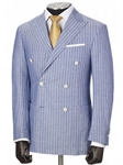 Hickey Freeman Blue Wool Linen Silk Double Breasted Suit 51305010HS23 - Spring 2015 Collection Suits | Sam's Tailoring Fine Men's Clothing