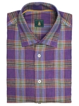 Robert Talbott Mauve with Windowpane Plaid Check Design Medium Spread Collar Linen Classic Fit Anderson Sport Shirt LUM15S18-01 - Spring 2015 Collection Sport Shirts | Sam's Tailoring Fine Men's Clothing