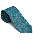 Robert Talbott Teal with Floral Geometric Design Pebble Beach Silk Seven Fold Tie 51896M0-02 - Fall 2015 Collection Seven Fold Ties | Sam's Tailoring Fine Men's Clothing