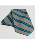 Jhane Barnes Grey with Teal Stripes Silk Tie JLPJBT0083 - Ties or Neckwear | Sam's Tailoring Fine Men's Clothing