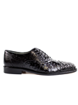 Belvedere Black Onesto II Genuine Ostrich and Crocodile Combination Leather Shoes 1419 - Belvedere Dress Shoes | Sam's Tailoring Fine Men's Clothing